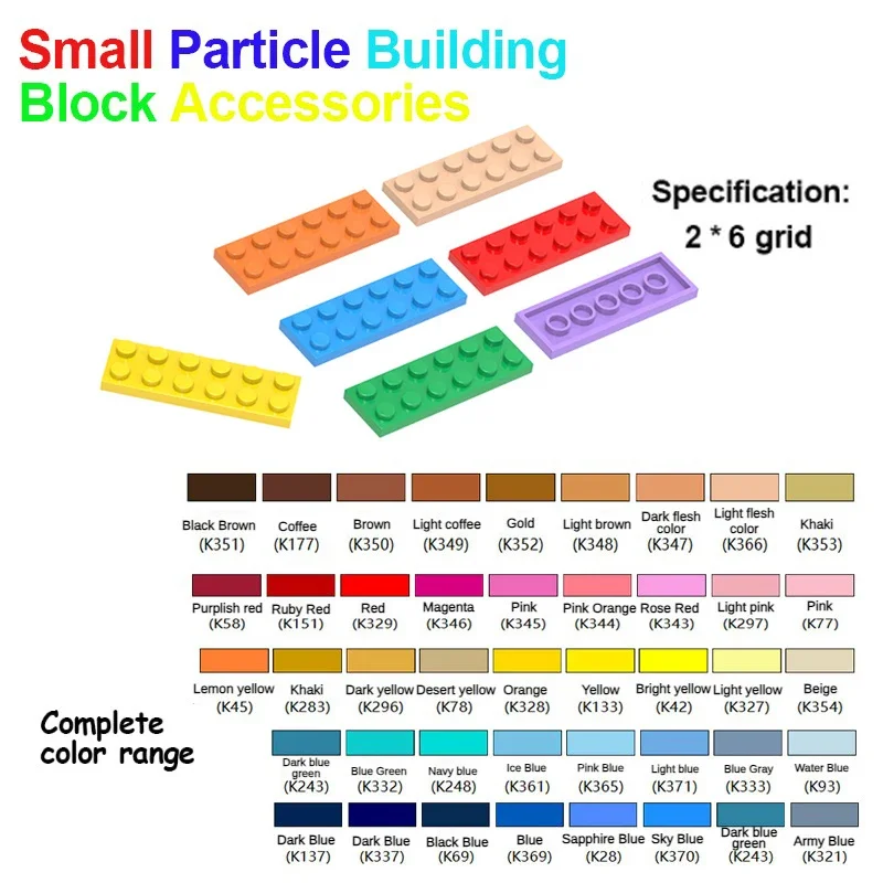 

Аксессуары для строительных блоков «сделай сам», 3795, короткие частицы, 2x6 отверстий, совместимые с LEGO Children Interest, поддержка игрушек, оптовая продажа