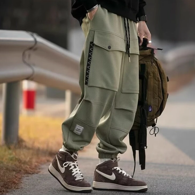 Spring New Men's Casual Pants American High Street Fashion Pants High Quality Twill Wear-resistant Loose Fitting Sports Pants