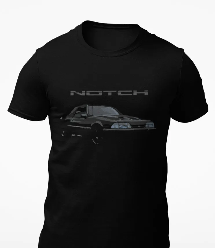 Black Notch Back Mustang Fox Body  T Shirt