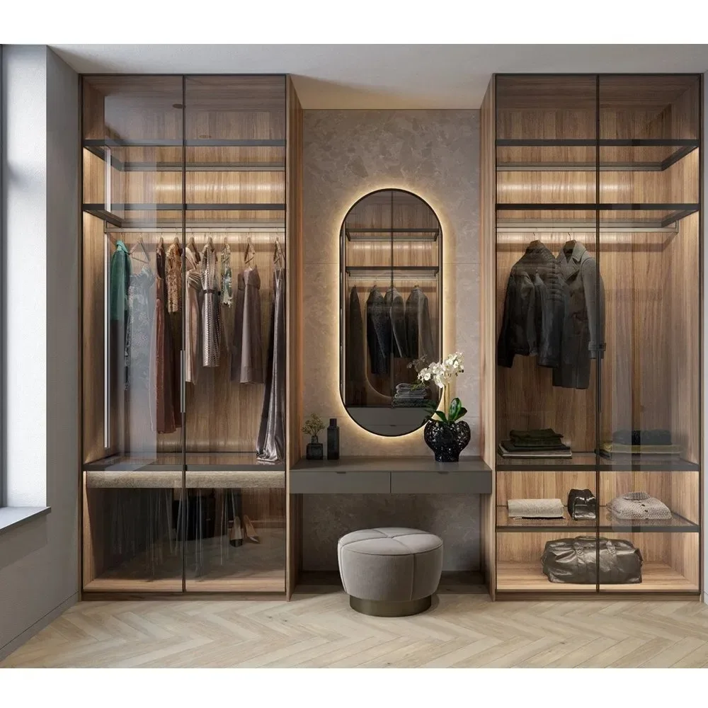 Edgydoor High-Quality Bedroom Furniture | Modular Wooden Custom Walk-In Closet | With Dressing Table & Mirror