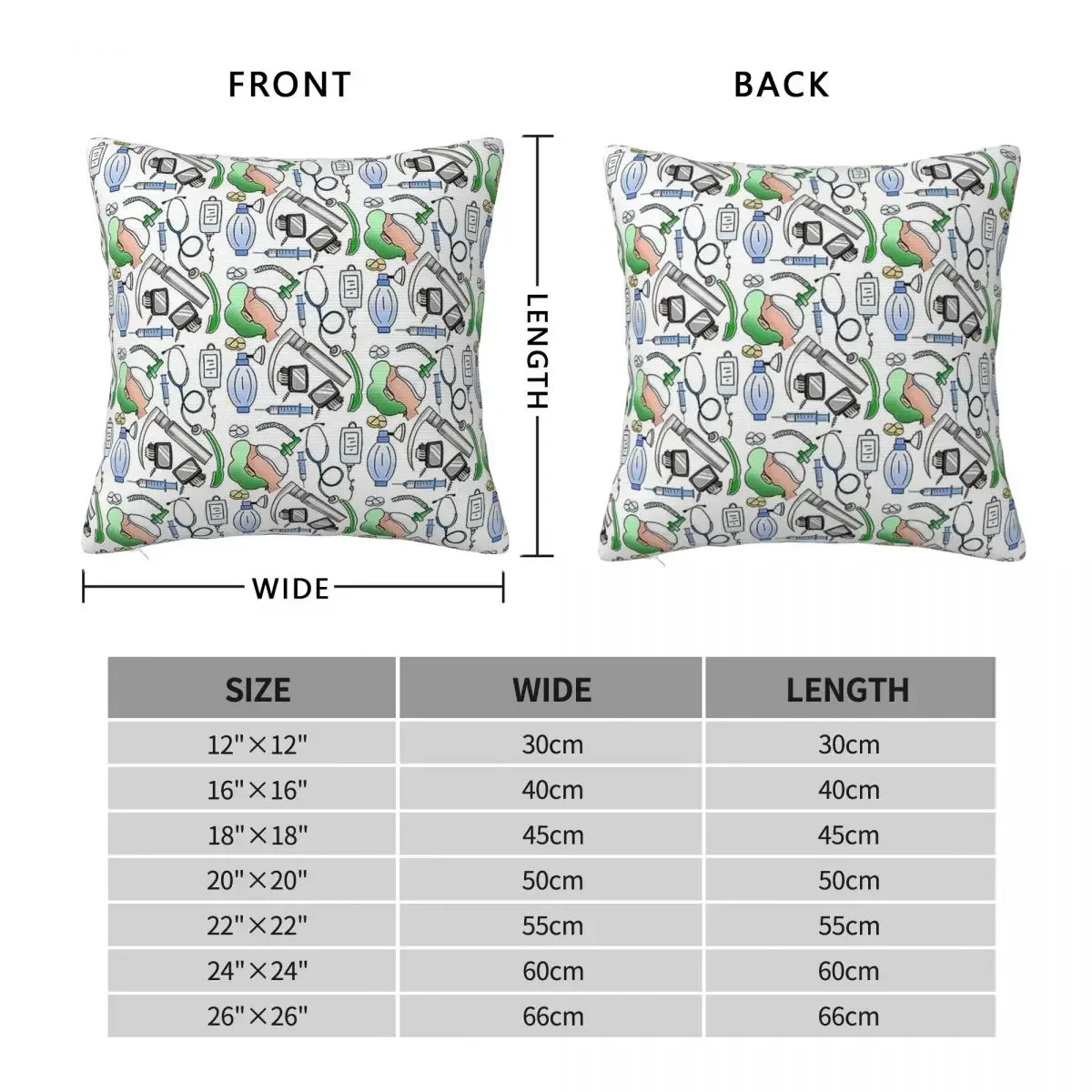 Anesthesia Square Pillowcase Pillow Cover Polyester Cushion Zip Decorative Comfort Throw Pillow for Home Car