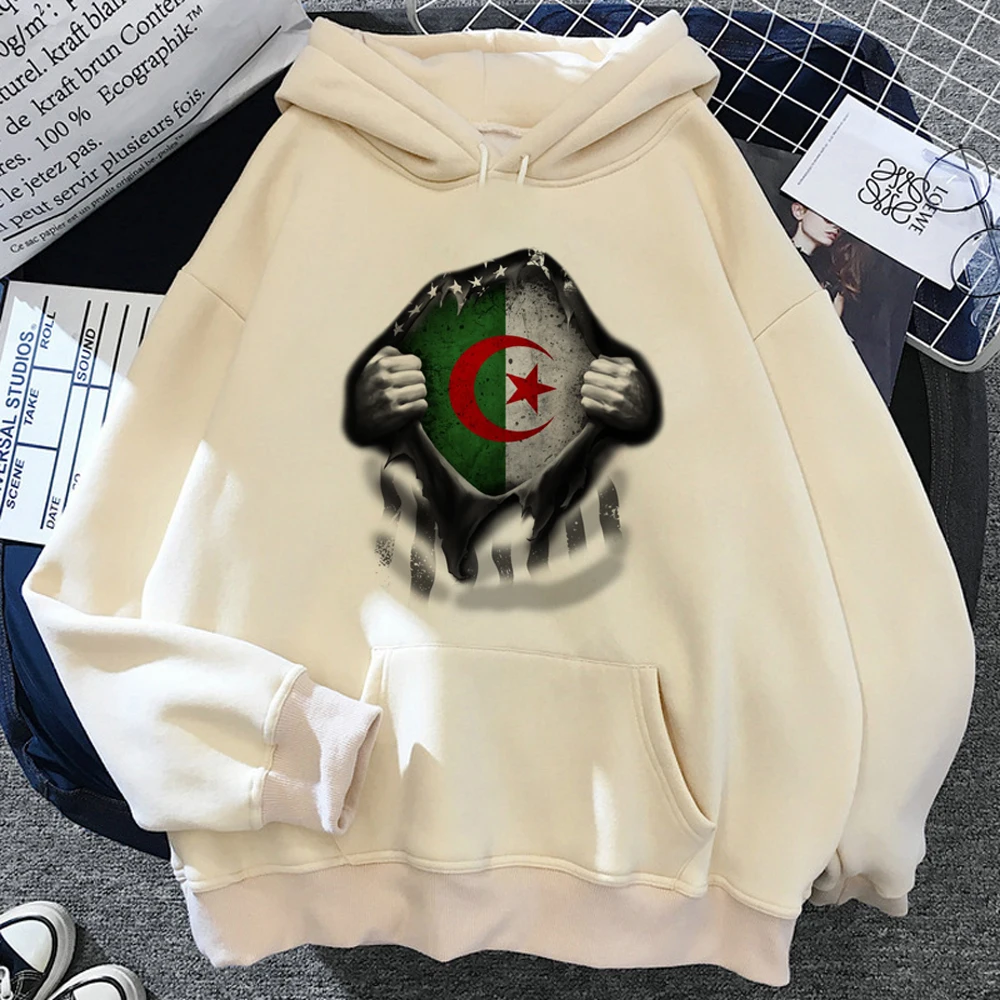 Algeria hoodies women y2k aesthetic long sleeve top clothing Pullover women 90s Pullover