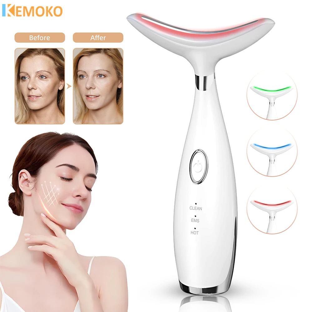 

Face Neck Beauty Device EMS Microcurrent LED Photon Firming Rejuvenating Anti Wrinkle Thin Double Chin Facial Massage Skin Care