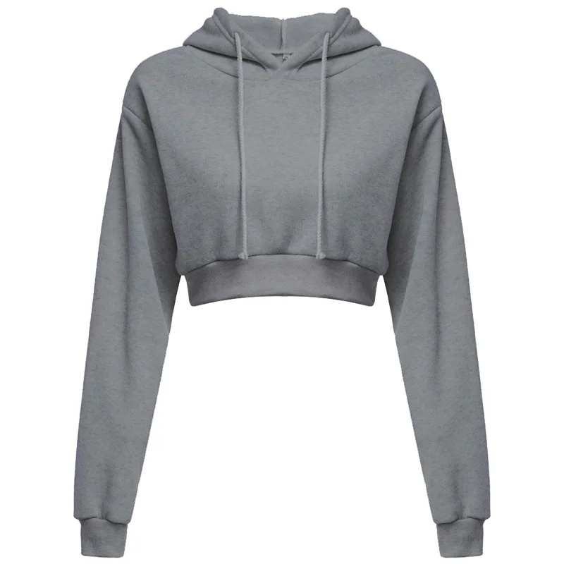 New Fashion Women Hoodie Sweatshirt Short Top Coat Sport Pullover Hooded Tops Female Autumn Winter Clothes Crop Top Hoodie