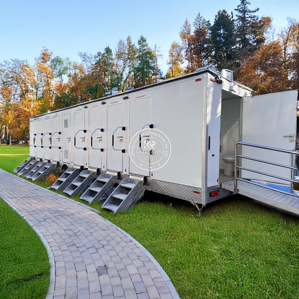 Toilet Prefabrikasi Portabel Kustom Toilet Kamar Mandi Luar Ruangan Trailer Toilet Portabel Bergerak Untuk Dijual