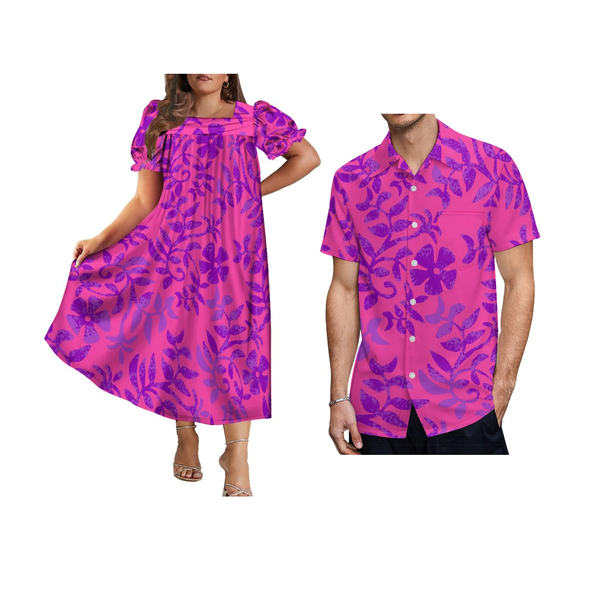 Ruffle Puff Sleeve Puffy Women Plus Size Dress  Fashion Customized Ladies Micronesian Mumu Custom Logo Puffy Dress