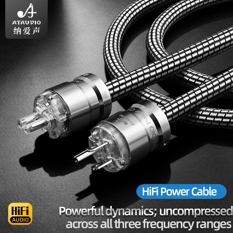 ATAUDIO HiFi Power Cable 6N OFC EU Hi-end CD Amplifier Amp C7 Plug Power Cord for HiFi Audio Equipment