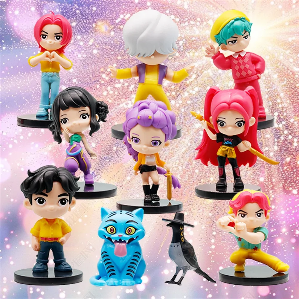 10pcs/Set Q Version Demon Hunters Action Figure PVC Toy Derpys Rumi Mira Zoey Sussy Figurine Doll For Fans Gift Childen Gift