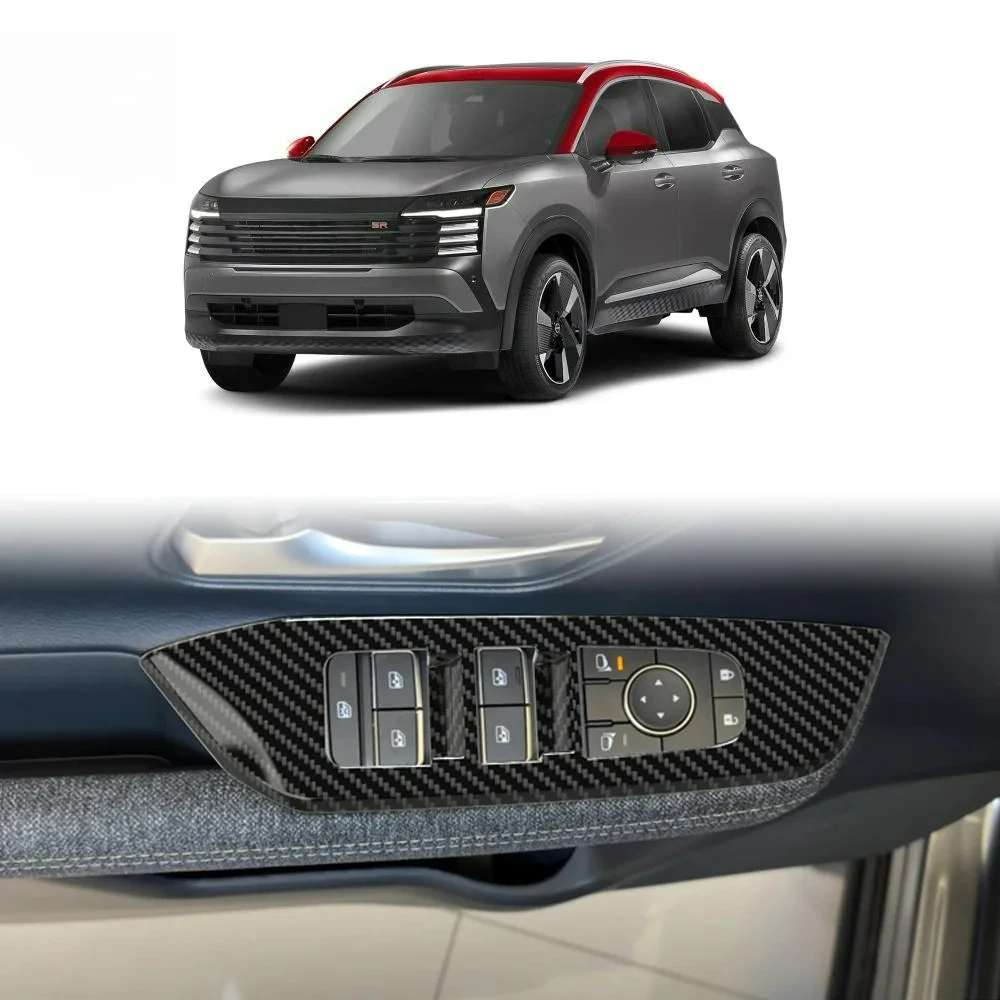 

LHD For Nissan Kicks 2025 2026 ABS CarbonFiber Interior Car Accessories Windows Rise Switch Panel Glass Lift Control Cover