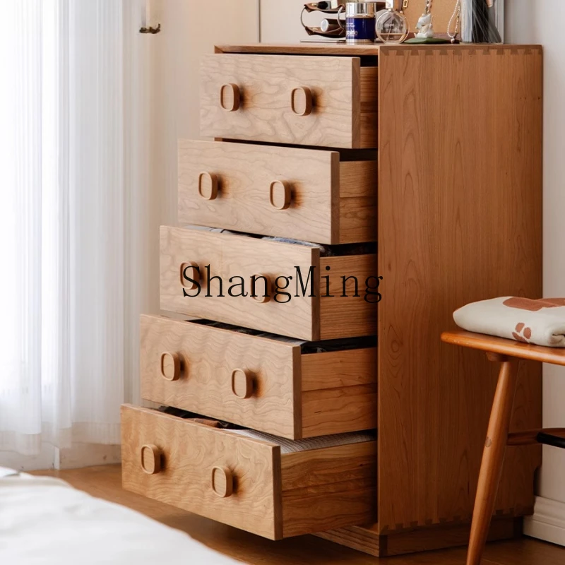 

ZYY retro bedroom, bedside cabinet, living room against the wall, medieval cabinet, cherry solid wood storage chest