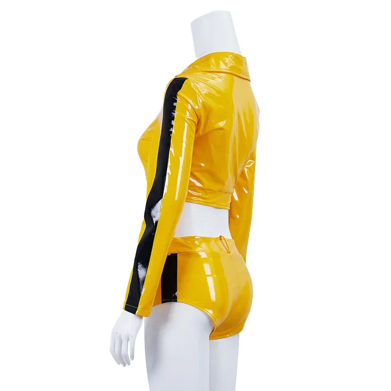 HN8 Kill Bill Movie Cosplay Costume for Women Sexy Top Yellow Shorts Bride Beatrix Kiddo Ombli) 4Dc