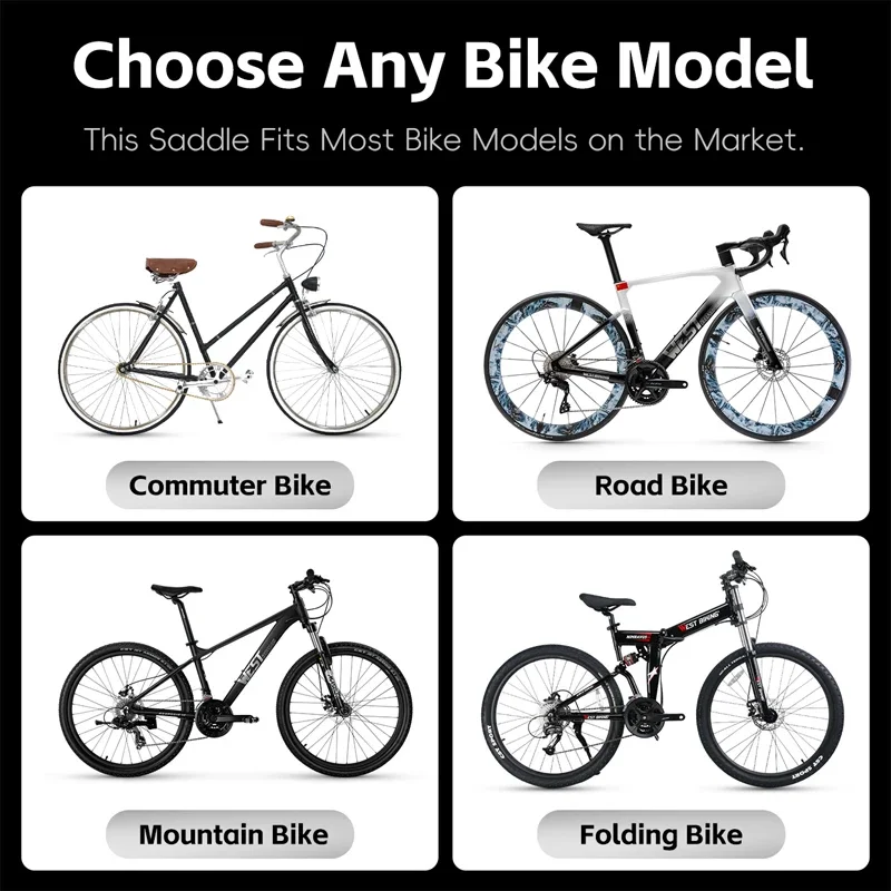 WEST BIKING Bicycle Saddle With Warning Taillight Bike Shock Absorption Soft Seat Widen Thicken Cushion MTB Touring Bike Saddle view 6