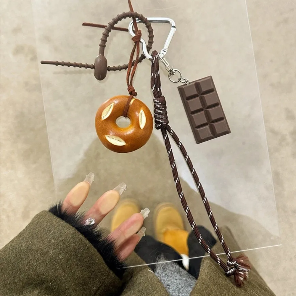 Fashion Multi Element Love Bag Pendant Nylon Rope Cute Creative Alkali Bread Ornament Key Holder Pendant Keychain Decor Gift