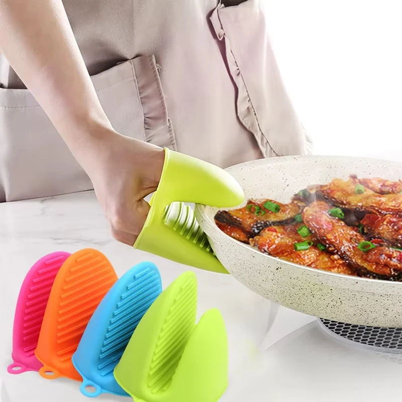 1Pcs Heat Resistant Gloves Clip Anti-slip Pot Bowel Holder Clip Insulation Silicone Cooking Baking Oven Mitt Kitchen Accessories