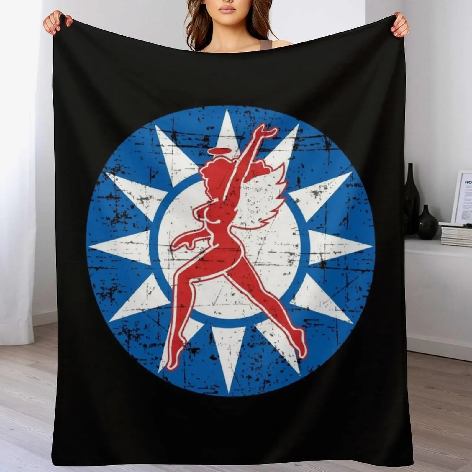 AVG - Flying Tigers - Red Angel RCAF - Grunge Style Throw Blanket Durable Warm Blanket for Daily Home Use