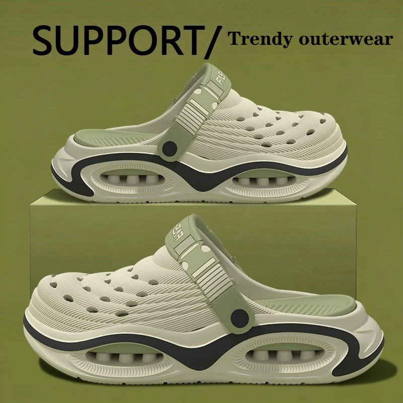 New hole shoes summer EVA comfortable outer wear thick-soled non-slip bag head fishing lightweight men's cool slippers view 5