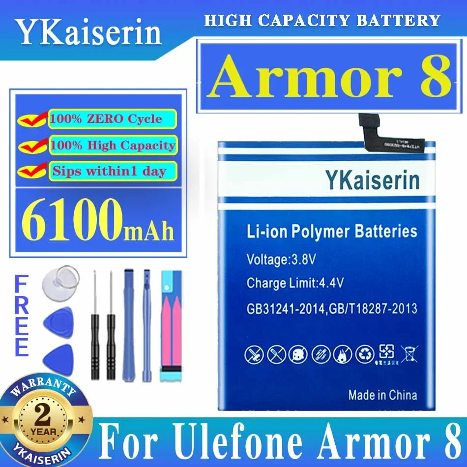 

YKaiserin 6100mAh For Ulefone Armor 8 Armor8 Battery Mobile Phone High Quality Batteria For Ulefone Armor 8 Pro