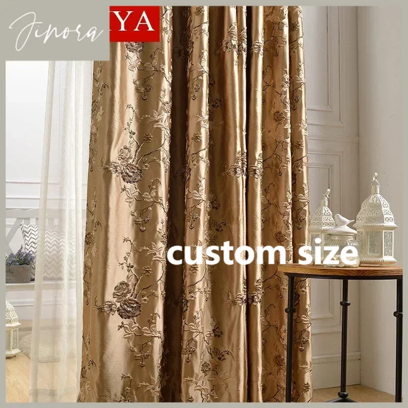 

European Embroidered Fashion Simple Luxury Jacquard Curtains For Living Room Bedroom Blackout White Tulle Decor Window Elegant