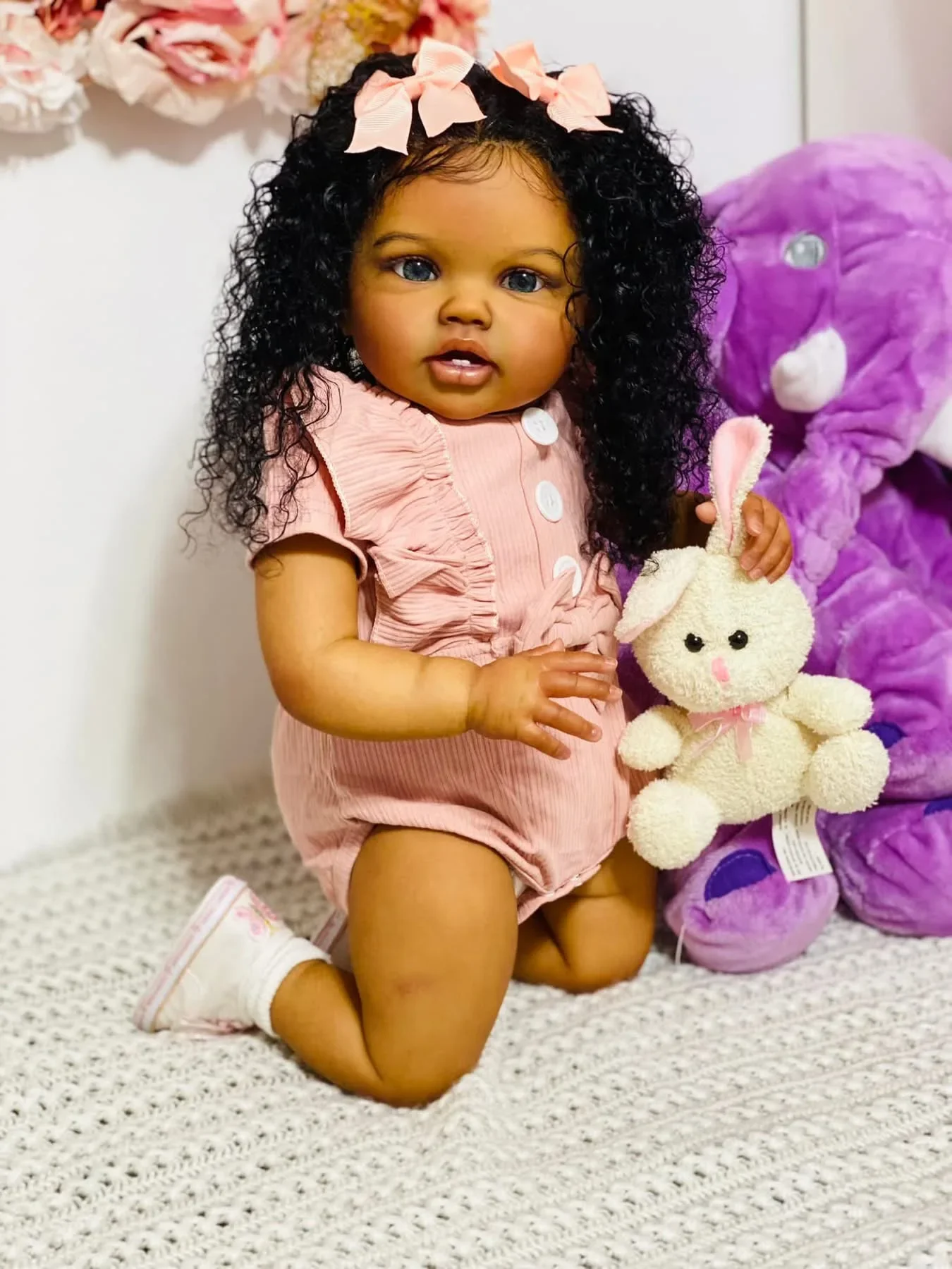 24Inch Reborn Baby Toddler Lottie in Dark Brown Skin African Black Curly Hair Princess Newborn Girl muñeca bebe reborn dolls