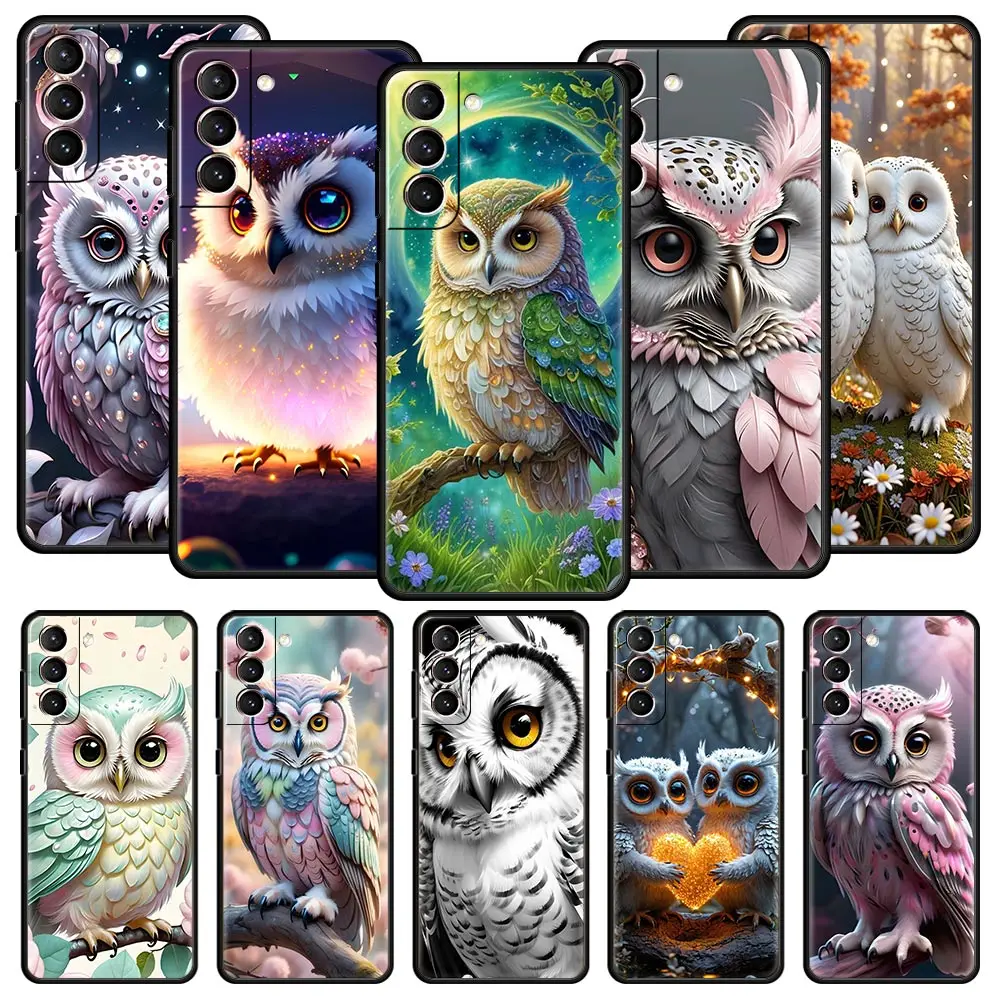 Phone Case Cover for Samsung Galaxy S26 S25 S24 S23 S22 S20 S21 FE Ultra Plus S25 Edge 5G Soft TPU Capas Cartoon Cute Owl Fundas