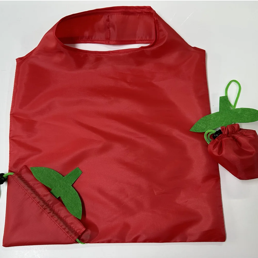 Promotional Large Capacity Polyester Folding Fruit Shopping Bag Eco-friendly Reusable Sturdy Storage Tote Bag