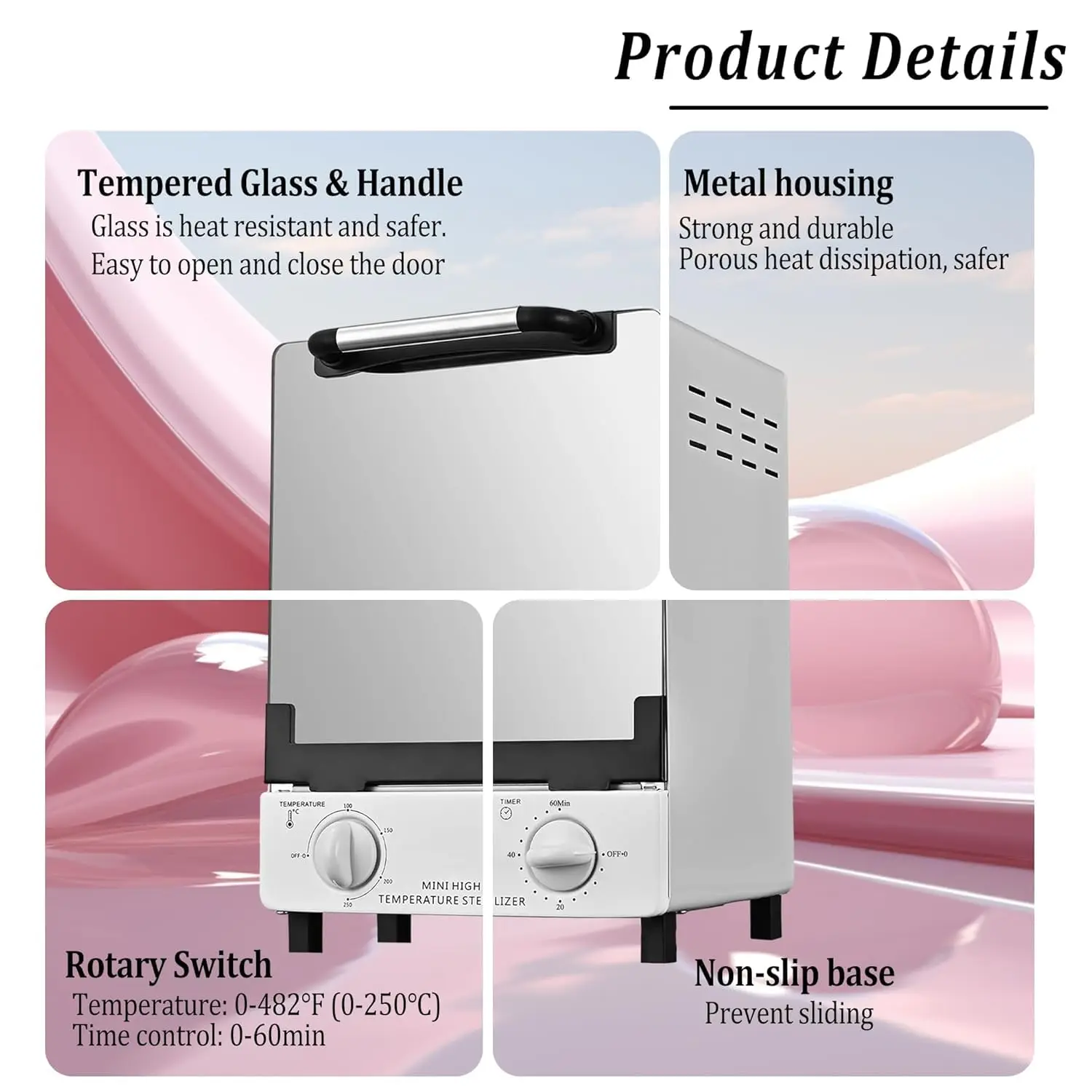 YIKOOLIN 12L Portable High-Temperature Dry Heat Sterilizer with Timer for Metal Nail Tools Art Salon Cleaning Box GIfts Friends