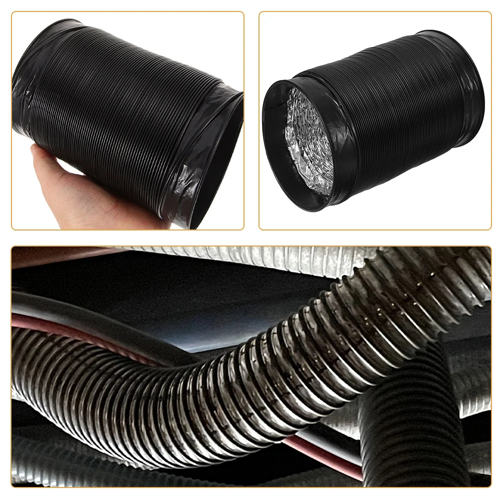 

Thickened Flexible Aluminum Duct 100mm Dryer Vent Hose Long Length Cuttable Smooth Inner Wall Black PVC Surface