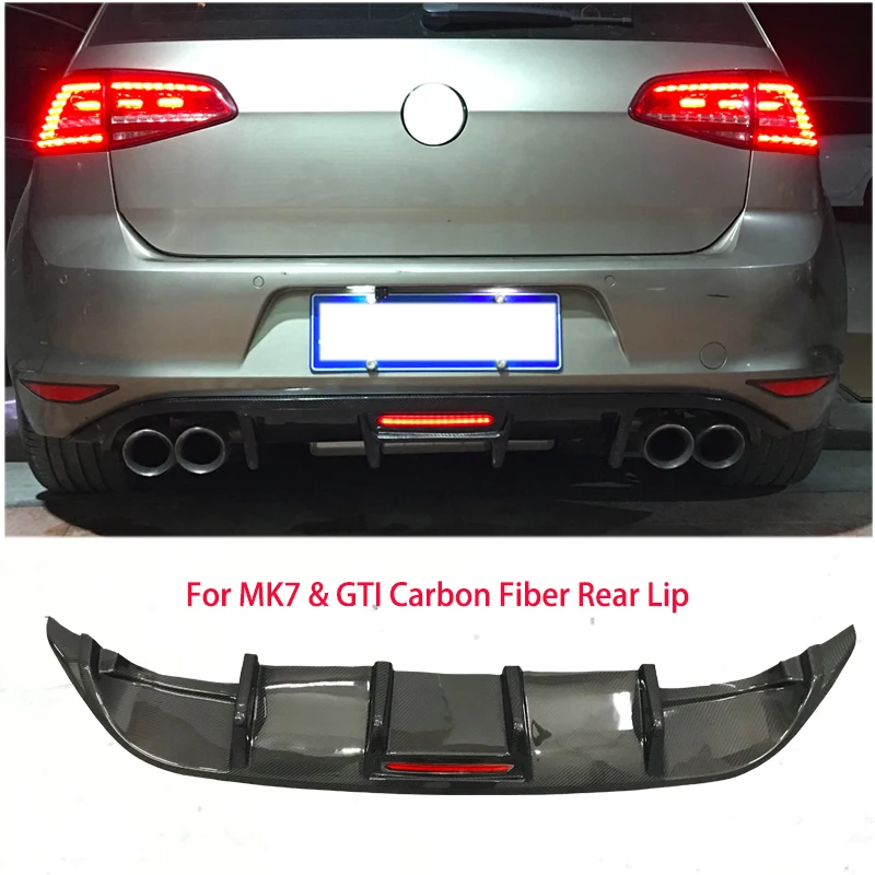 For Volkswagen Golf 2014- 2017 MK7 GTI R  Car Rear Bumper Diffuser Rear Side Splitter Spoiler Lip Flashing Light