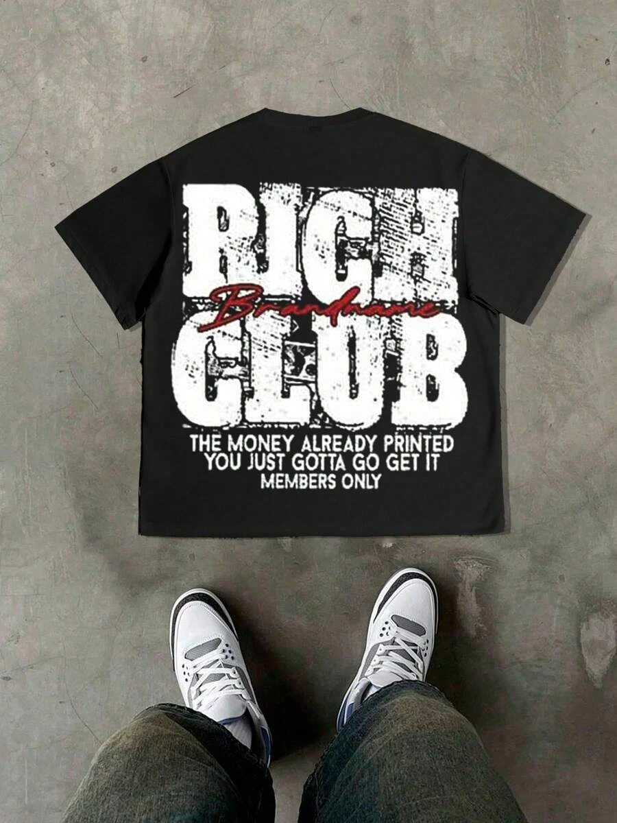 Y2K Style, Rich Club, Laughing Little Girl.Double-Sided Printing Fashionable Cotton Men's T-Shirt