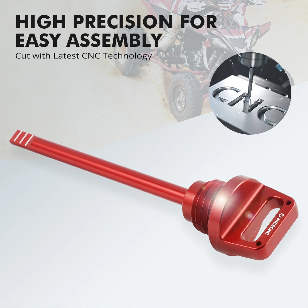 NICECNC Für Yamaha Banshee 350 YFZ350 1987-2006 Ölstandsanzeige T6 Aluminium Vorgebohrter Motoröl-Ziehgriff ATV-Zubehör – Detail 7
