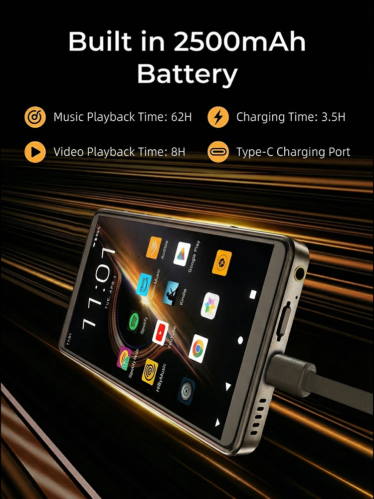 (32G+128G) Android 13 Musikplayer MP3 MP4 mit WLAN Bluetooth Verlustfreies FLAC Spotify Tidal 20-Stunden-Wiedergabe HiFi Walker G7PRO – Detail 10