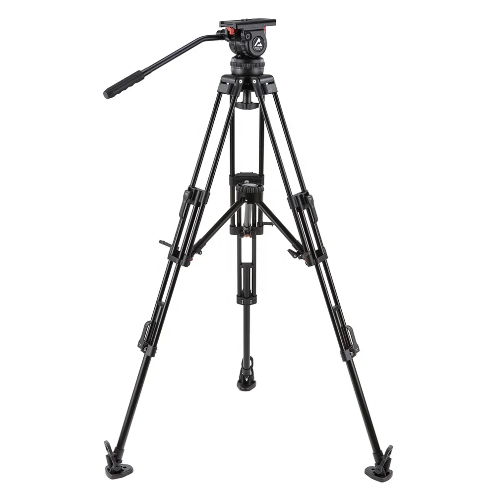 

MagicLine V12 Mid-Level Spreader Aluminum Video Camera Tripod Kit With 100mm Bowl Fluid Head Payload 13kg For TV Film Studio