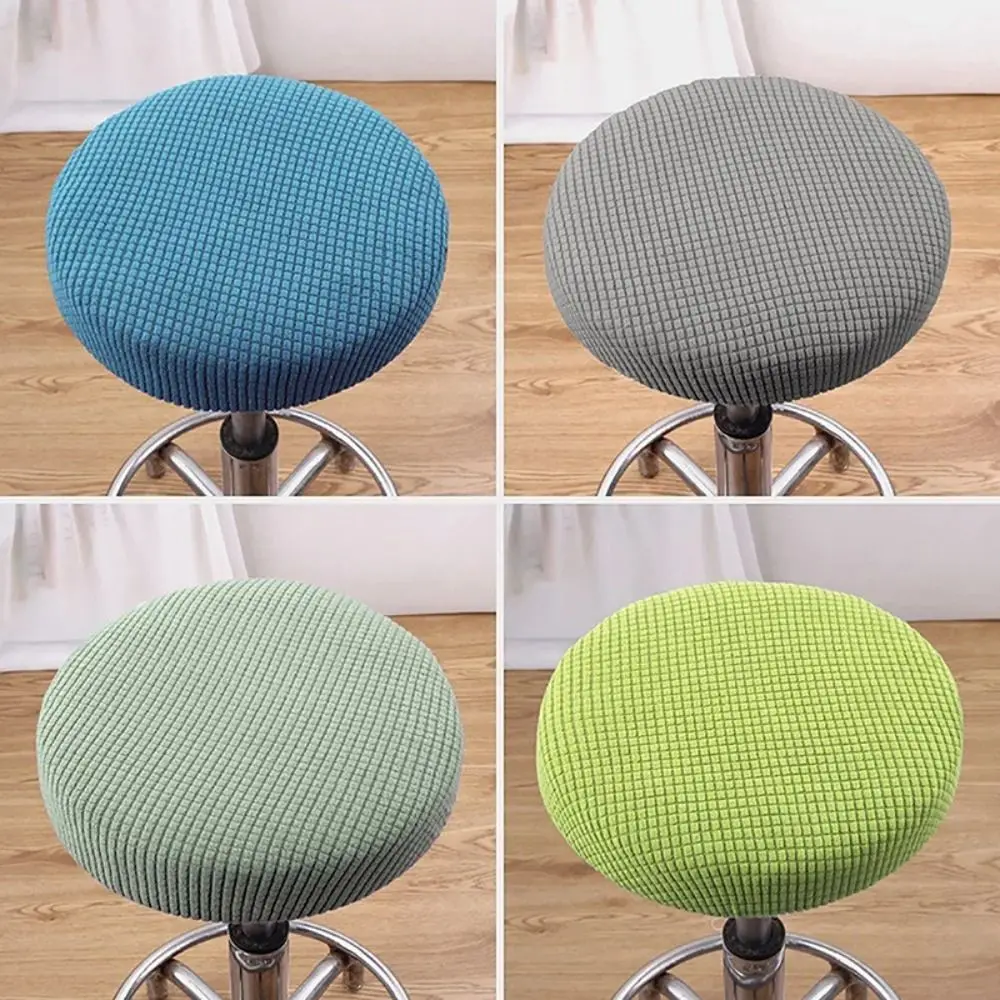Soft Solid Color Bar Stool Cover Elastic Thickened Seat Chair Slipcover Stretchable Washable Stool Cushion Cover