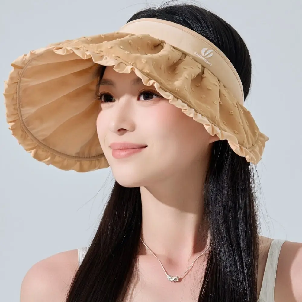 Casual Empty Top Sun Hat Windbreak Rope Anti-UV Sunscreen Hat Sports Accessories Solid Color Visor Caps Outdoor Summer