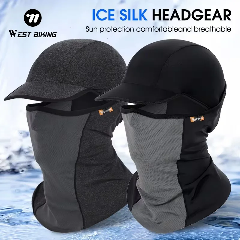 

WEST BIKING Summer Cycling Face Mask Ice Silk Breathable UV400 Protection Balaclava With Brim Quick Dry For Bicycle Motorcycle