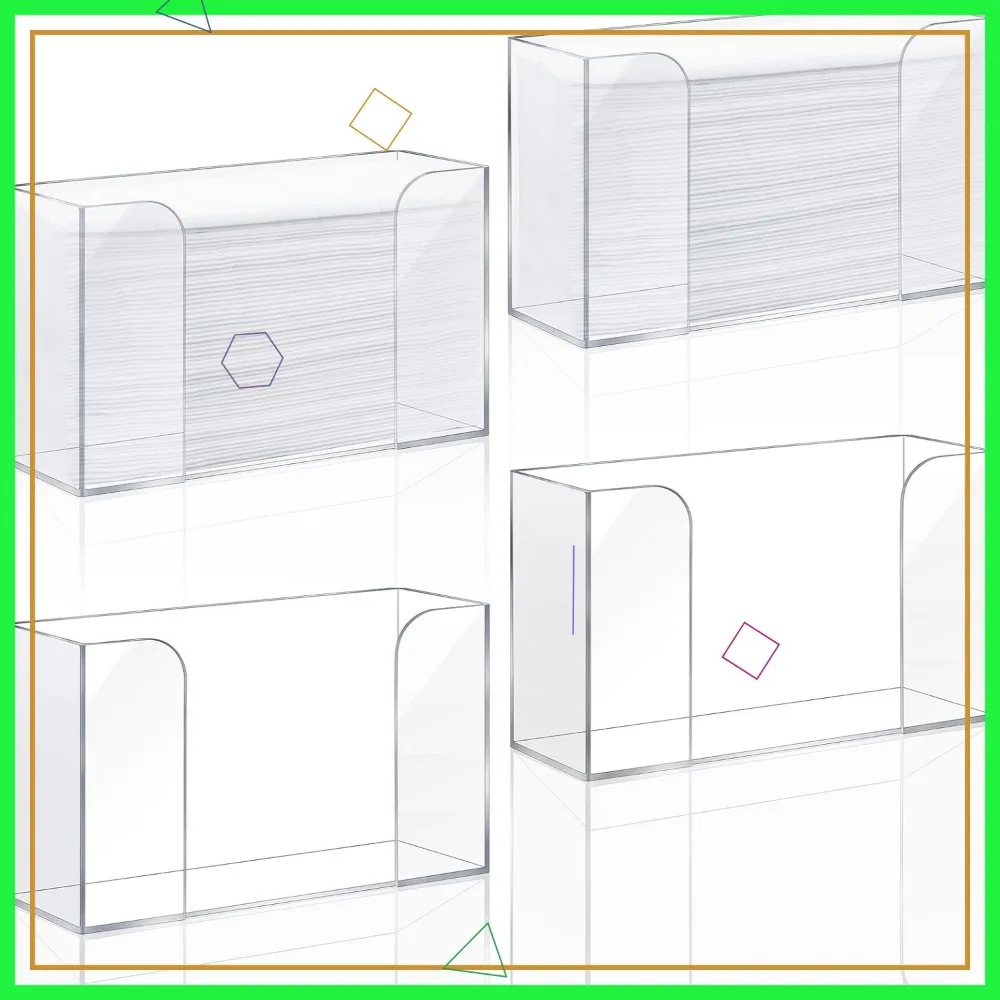 

4 Pcs Clear Acrylic Paper Towel Dispenser Countertop Holder for Z-fold C-fold Multifold Napkin, Bathroom Toilet Kitchen