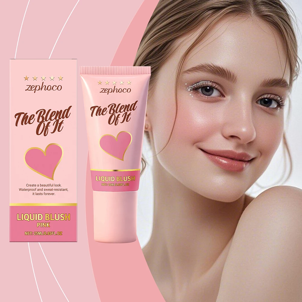 Natural Liquid Blush Makeup Cream Dewy Finish Hydrating Seamless Finish Buildable Color Elegance Youthful-Look Natural Beauty
