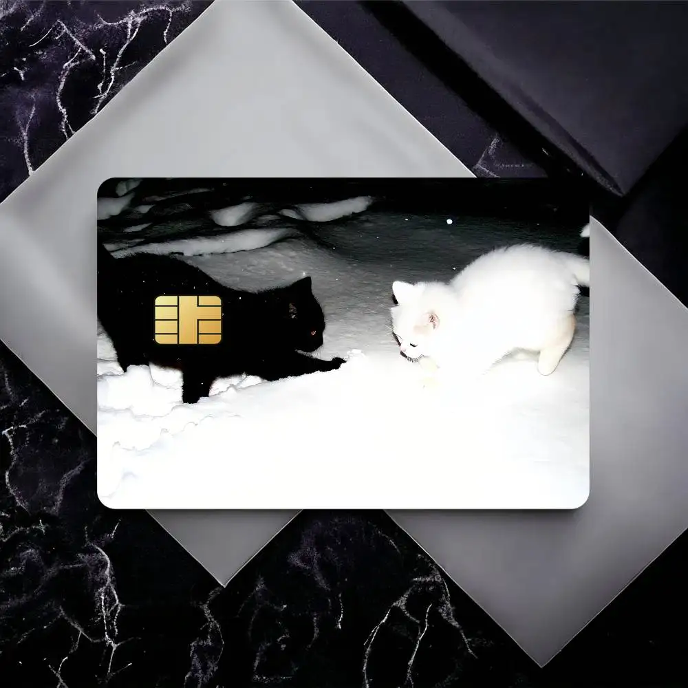 Kawaii Cute Cat And Dog Poster Waterproof Film skin Cover 4PCS Credit Card stickers Debit Front Decoration Bank Subway Pass