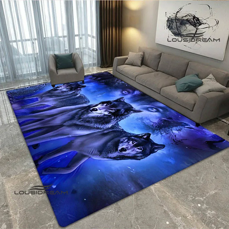 

3D wolf printed carpet Non -slip carpet outdoor rug bath mat floor mats Living room bedroom beautiful carpet birthday gift