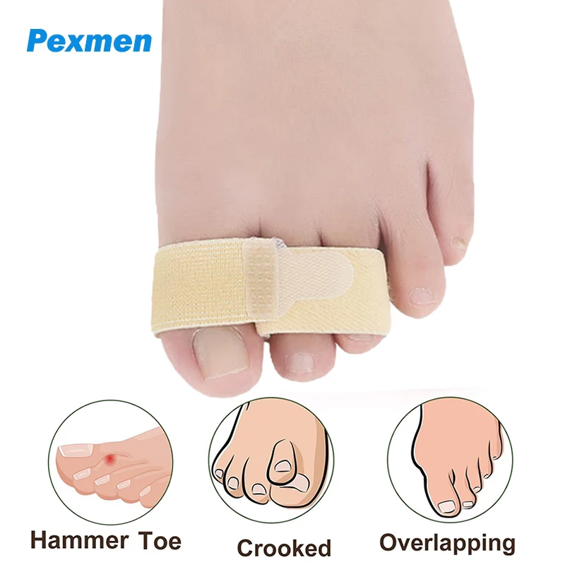 

Pexmen 1/2/5/10Pcs Hammer Toe Straightener Splints for Bent Toes Curled Crooked and Hammertoes Toe Wraps Cushioned Bandages