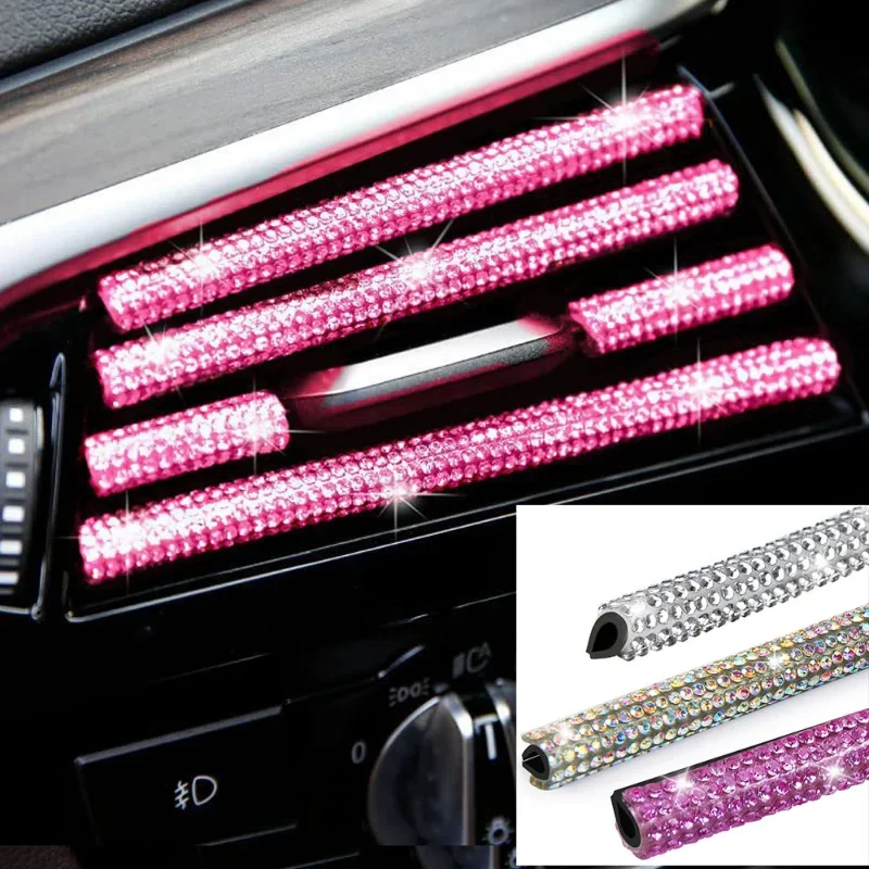 Diamond Car Air Conditioner Outlet Decorative U Shape Moulding Trim Decor Strips Car Styling Car Door Edge Corner Protector