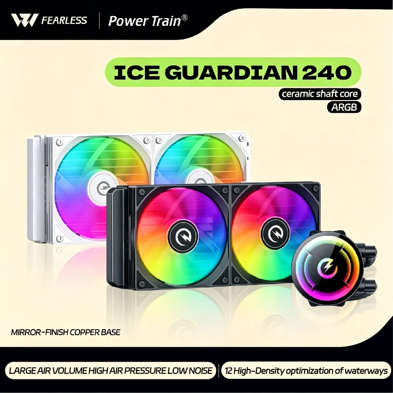 

Power Train ICE GUARDIAN 240 Efficient liquid cooler radiator ARGB PC Water Cooler 240mm for LGA 1700 1200 115X AMD AM4 AM5 AM3