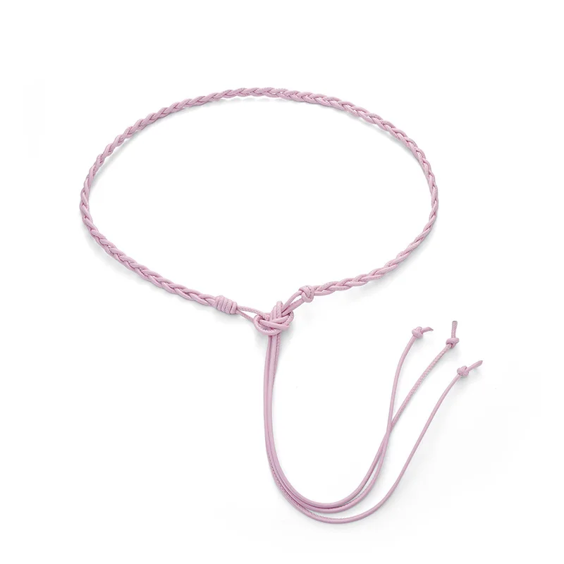 1PCS  Cheap Zhejiang Women Belt  Decorative Trendy Fashion Dress Coat Candy Color Fashionable Summer Waist Rope Hand  Woven