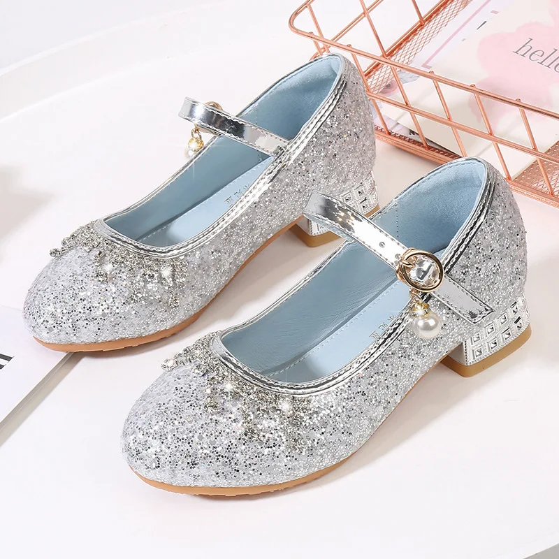 Sequin Mary Jane Shoes Girls Spring Autumn Soft Sole Non-Slip Casual Shoes Children Breathable Party Shoes Kids Student Stage