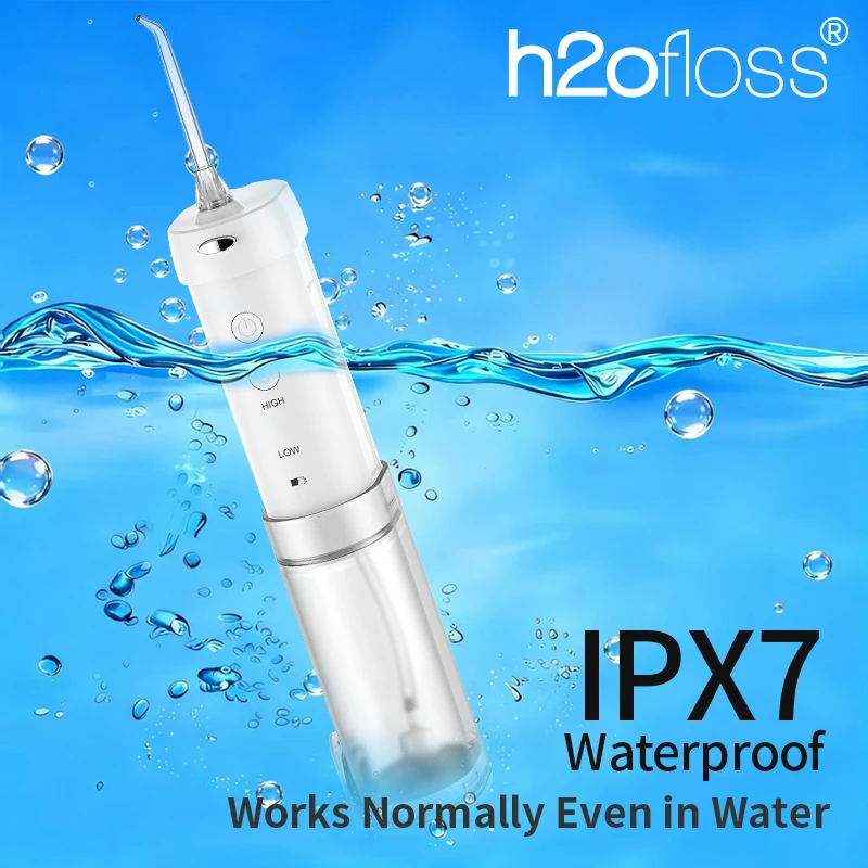 H2ofloss خيط أسنان مائي قابل للطي 140 رطل لكل بوصة مربعة جهاز ري فموي مضغوط لللثة الحساسة 5 أوضاع 5 رؤوس شحن عبر USB