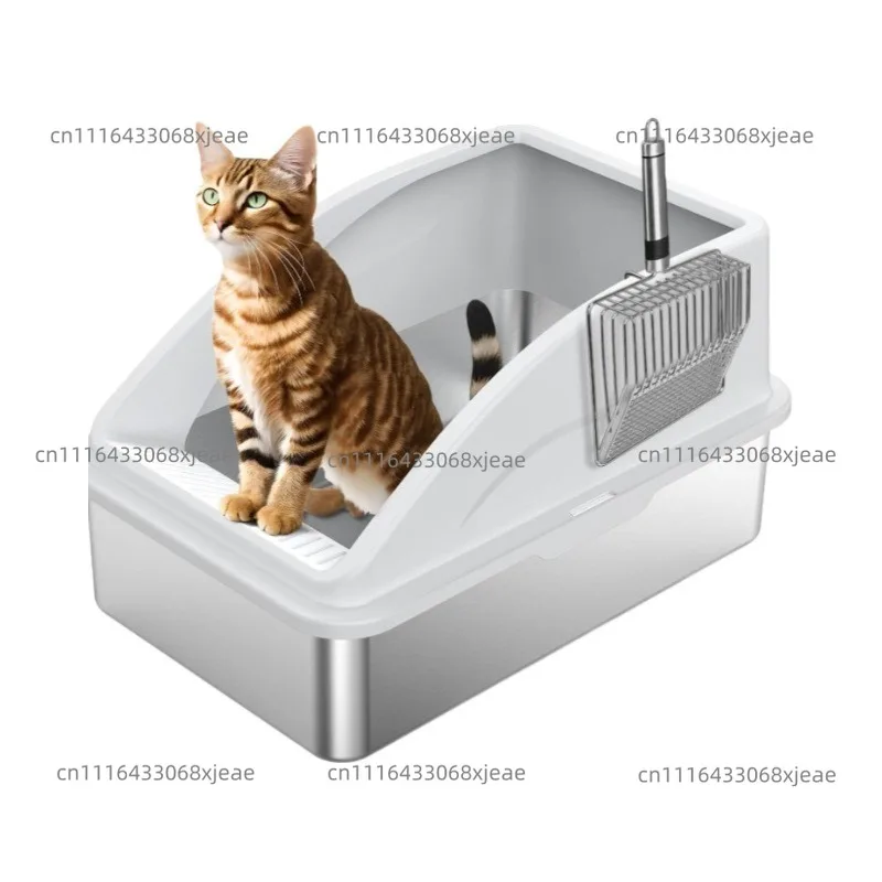 Hot-selling Stainless Steel Cat Litter Basin Cat Toilet Pet Products Heightened Extra Large Cleaning Cat Litter Square Basin