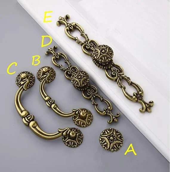 Dresser Knobs Bail Pulls Drawer Pull Handles Antique Bronze Cabinet Door Handles Vintage Back Plate Pull Hardware