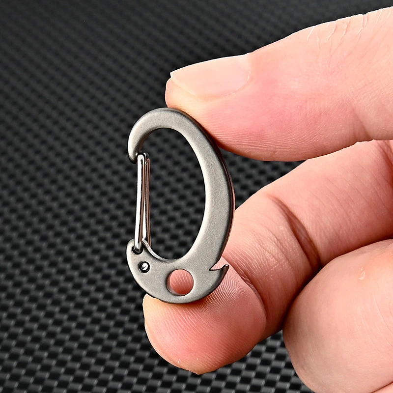 1PC Titanium Alloy Heavy Duty Carabiner Keychain Quick Release Hooks With Titanium Key Ring Set Released Backpack Hook