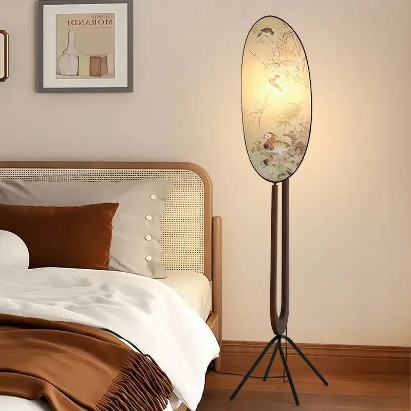 Medieval screen floor lamp French retro Song Dynasty aesthetic designer living room advanced vertical lamp