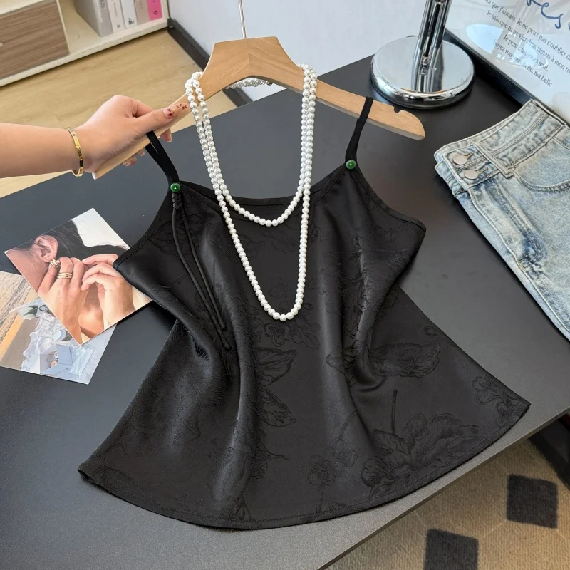 New Chinese Style Heavy Work Embroidery National Style Base Layer Vest Improved Strap Tunic Top for Women Spring Season view 2